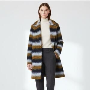 ANTHROPOLOGIE GREYLIN Fuzzy Brushed Knit Coat Stripe Boho Jacket XS